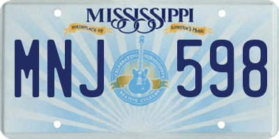 MS license plate MNJ598