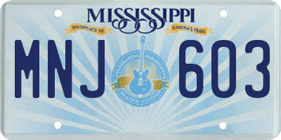 MS license plate MNJ603