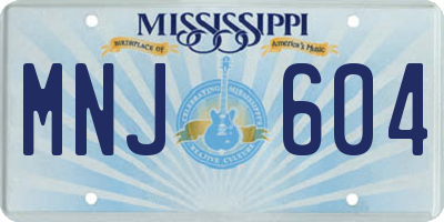 MS license plate MNJ604