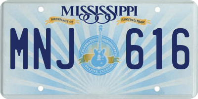 MS license plate MNJ616