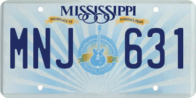 MS license plate MNJ631