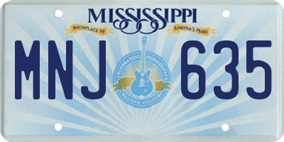 MS license plate MNJ635