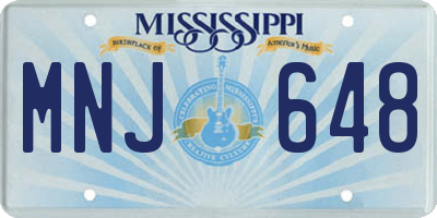 MS license plate MNJ648