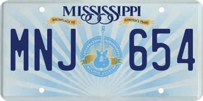 MS license plate MNJ654