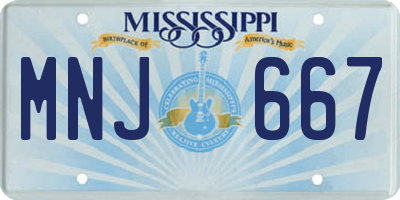 MS license plate MNJ667