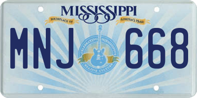 MS license plate MNJ668