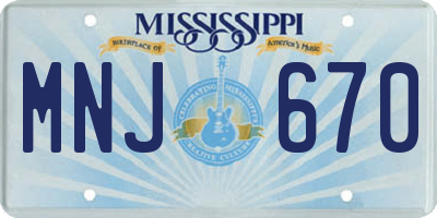 MS license plate MNJ670