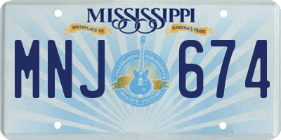 MS license plate MNJ674
