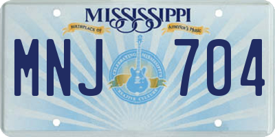MS license plate MNJ704