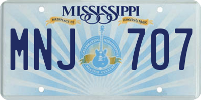 MS license plate MNJ707