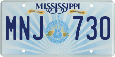 MS license plate MNJ730