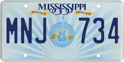 MS license plate MNJ734