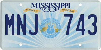 MS license plate MNJ743