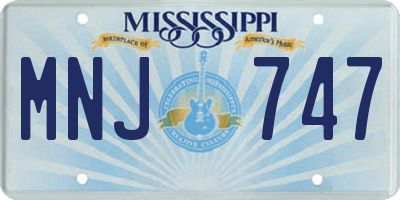 MS license plate MNJ747