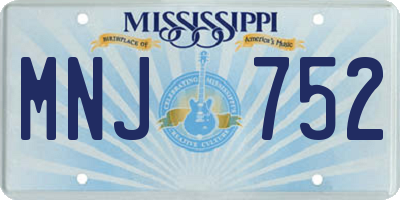 MS license plate MNJ752