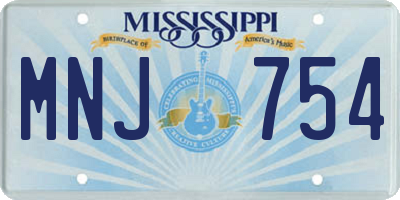 MS license plate MNJ754