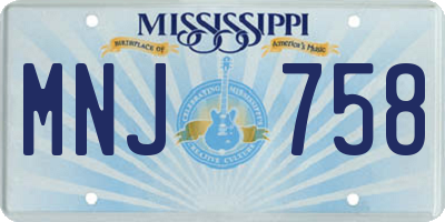MS license plate MNJ758