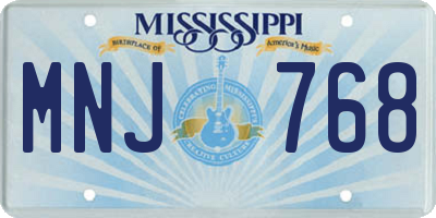 MS license plate MNJ768