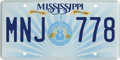 MS license plate MNJ778