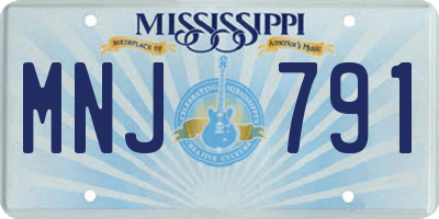 MS license plate MNJ791