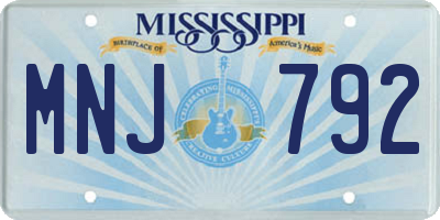 MS license plate MNJ792