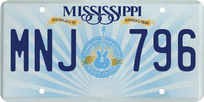 MS license plate MNJ796