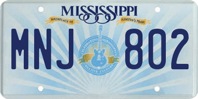 MS license plate MNJ802