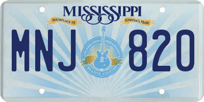 MS license plate MNJ820