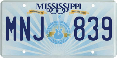 MS license plate MNJ839