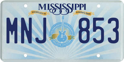 MS license plate MNJ853