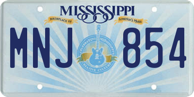 MS license plate MNJ854