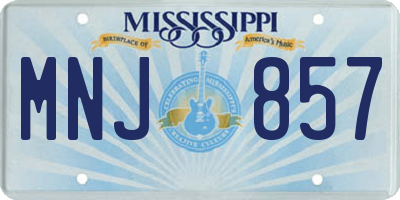 MS license plate MNJ857
