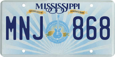 MS license plate MNJ868