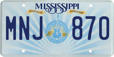 MS license plate MNJ870