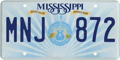 MS license plate MNJ872