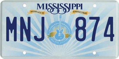MS license plate MNJ874