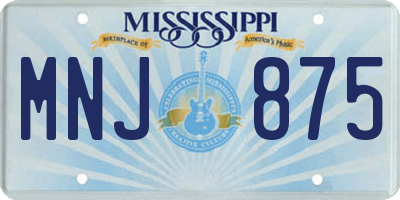 MS license plate MNJ875