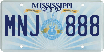 MS license plate MNJ888