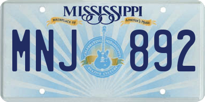 MS license plate MNJ892