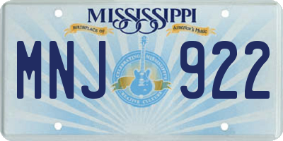 MS license plate MNJ922