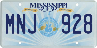 MS license plate MNJ928