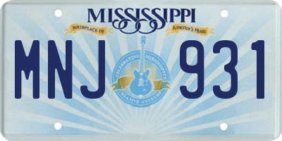 MS license plate MNJ931