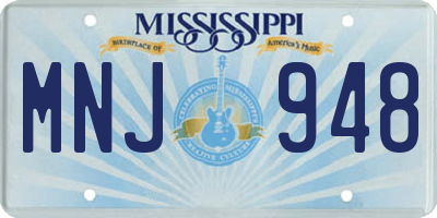 MS license plate MNJ948