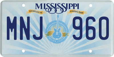 MS license plate MNJ960