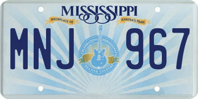 MS license plate MNJ967