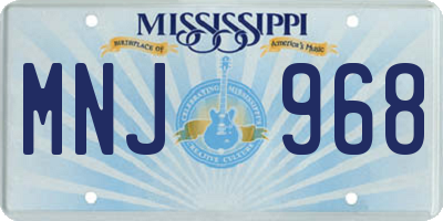 MS license plate MNJ968