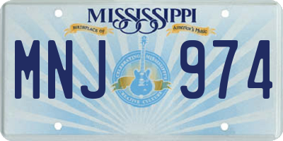 MS license plate MNJ974