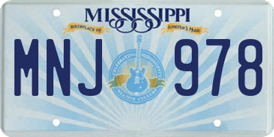 MS license plate MNJ978