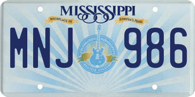 MS license plate MNJ986