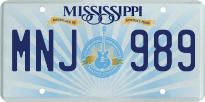 MS license plate MNJ989